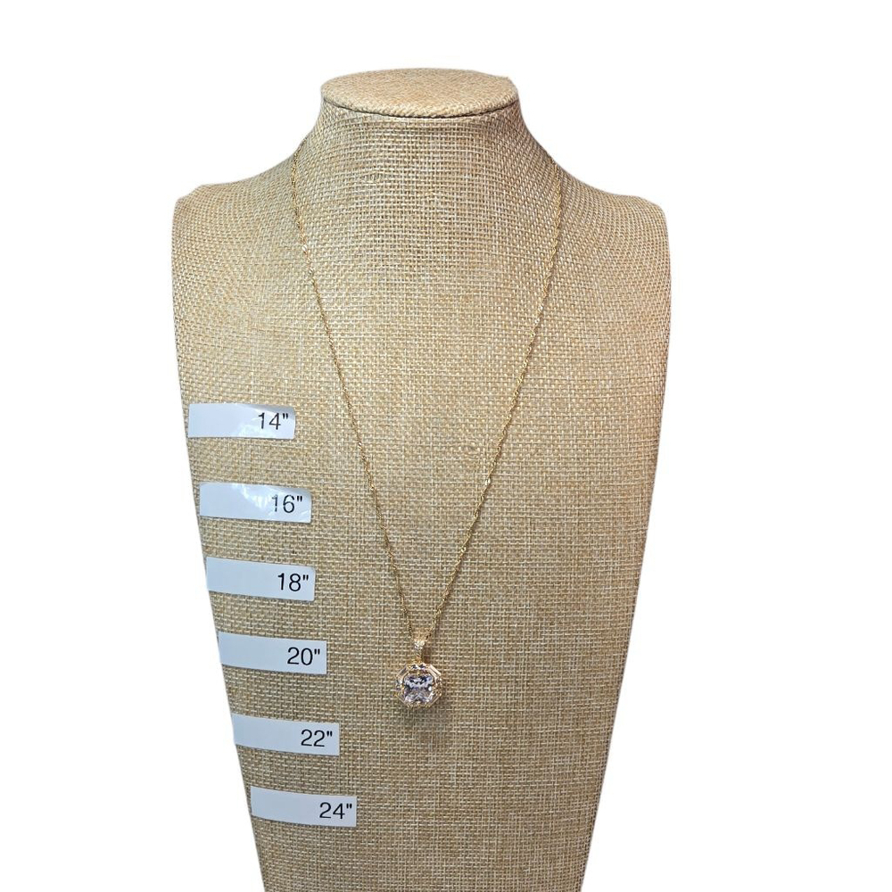 Women's 925 Cubic Zirconia Brilliance Cut Stone Pendant Goldtone Twist Chain